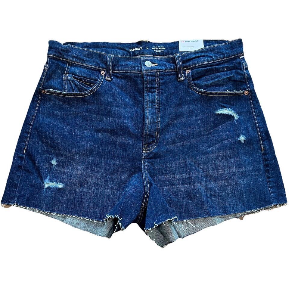 Old Navy‎ Higher High Rise Sky Hi A Line Shorts Size 16 NEW Stretch Buttonfly